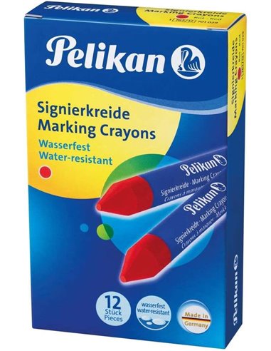Cire de marquage Pelikan (lot de 12) - Imperméable - Facile à effacer - Idéale pour surligner du texte - Rouge
