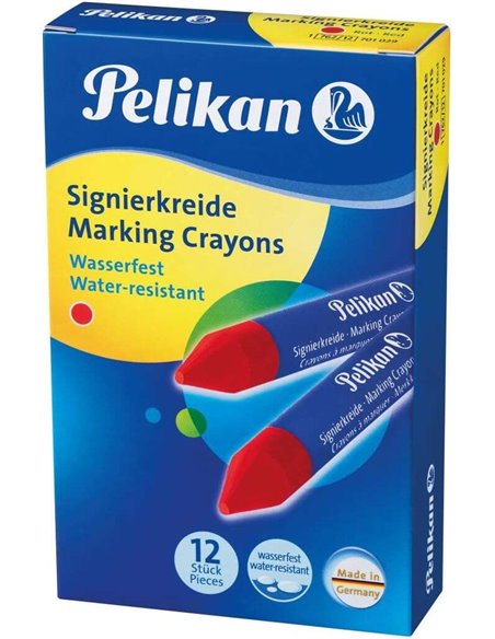 Cire de marquage Pelikan (lot de 12) - Imperméable - Facile à effacer - Idéale pour surligner du texte - Rouge