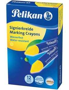 Cire de marquage Pelikan (lot de 12) - Imperméable - Facile à effacer - Idéale pour surligner du texte - Jaune