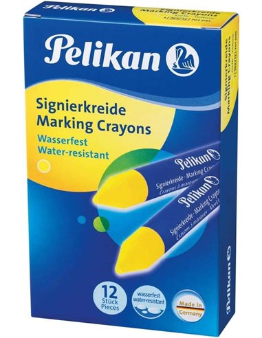 Cire de marquage Pelikan (lot de 12) - Imperméable - Facile à effacer - Idéale pour surligner du texte - Jaune