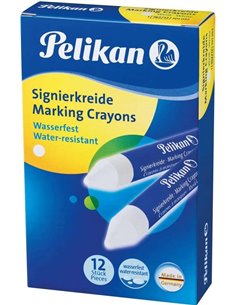Lot de 12 marqueurs à cire Pelikan – Imperméables – Effaçables – Idéals pour surligner du texte – Blanc