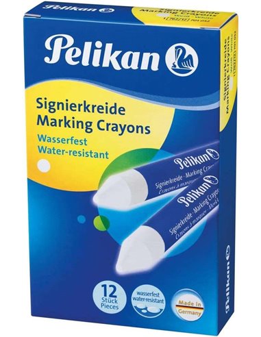 Lot de 12 marqueurs à cire Pelikan – Imperméables – Effaçables – Idéals pour surligner du texte – Blanc