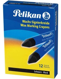 Lot de 12 marqueurs à cire Pelikan - Pointe durable - Idéal pour surligner du texte - Noir