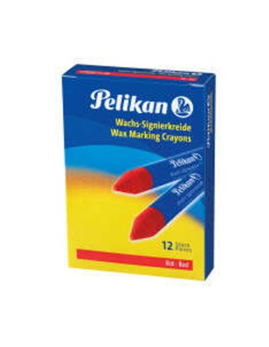 Lot de 12 cires de marquage Pelikan - Pointe durable - Idéal pour surligner du texte - Rouge