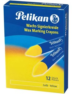 Lot de 12 cires de marquage Pelikan - Pointe durable - Idéal pour surligner du texte - Jaune