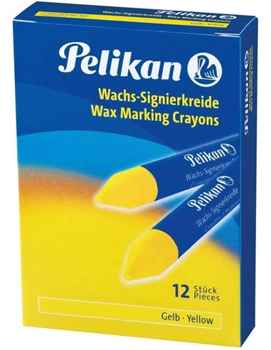 Lot de 12 cires de marquage Pelikan - Pointe durable - Idéal pour surligner du texte - Jaune