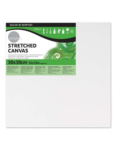 Toile tendue Daler Rowney 30 x 30 cm - Triple apprêt - Grain moyen - 100 % coton sans acide - 250 g