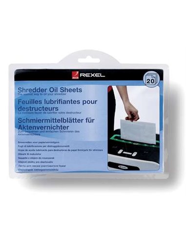 Rexel Lot de 20 feuilles lubrifiantes pour destructeurs de documents