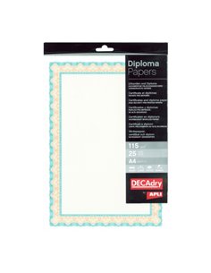 Pack de 25 feuilles de papier certifié Apli - Motif coquillage - 115 g - Idéal pour certificats et diplômes - Compatible avec im