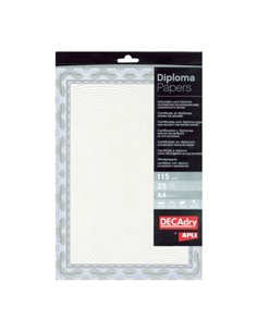 Pack de 25 feuilles de papier certifié Apli - Motif spirale - 115 g - Idéal pour certificats et diplômes - Compatible avec impri