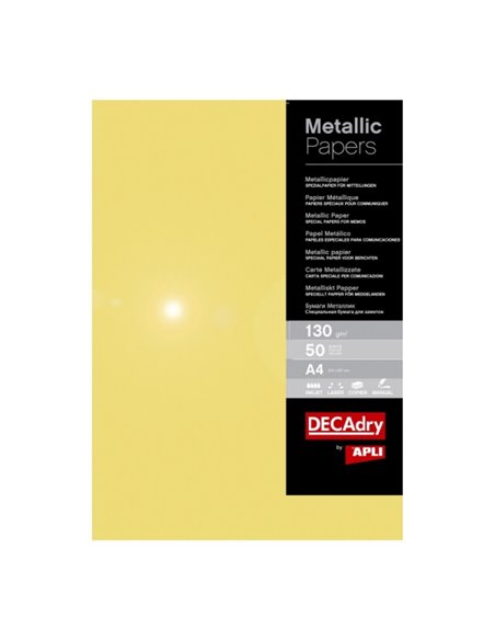 Pack de 50 feuilles de papier métallisé Apli - Idéal pour impressions spéciales - Compatible avec imprimantes jet d'encre, laser