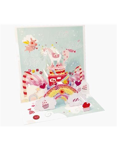 Carte pop-up 3D Licorne - 16 x 16 cm - Thème Licorne - Emballage individuel - Enveloppe blanche incluse - Papier certifié FSC