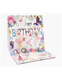 Carte pop-up papillon 3D - 16 x 16 cm - Thème papillon - Emballage individuel - Enveloppe blanche incluse - Papier certifié FSC