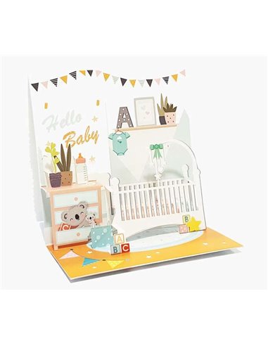 Carte pop-up 3D Pictura - 16 x 16 cm - Thème bébé - Emballage individuel - Enveloppe blanche incluse - Papier certifié FSC
