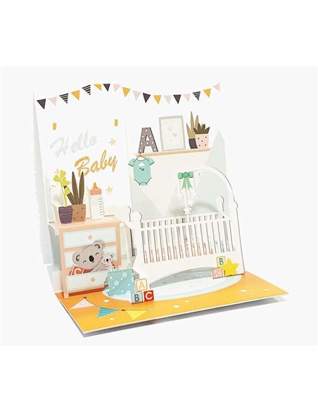 Carte pop-up 3D Pictura - 16 x 16 cm - Thème bébé - Emballage individuel - Enveloppe blanche incluse - Papier certifié FSC