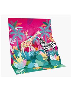 Carte pop-up 3D Pictura - 16 x 16 cm - Thème jungle - Emballage individuel - Enveloppe blanche incluse - Papier certifié FSC