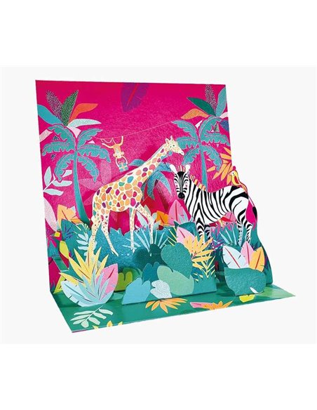 Carte pop-up 3D Pictura - 16 x 16 cm - Thème jungle - Emballage individuel - Enveloppe blanche incluse - Papier certifié FSC
