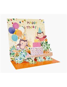 Carte pop-up 3D Pictura - 16 x 16 cm - Thème hibou - Emballage individuel - Enveloppe blanche incluse - Papier certifié FSC