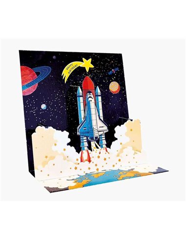 Carte pop-up 3D Pictura - 16 x 16 cm - Thème spatial - Emballage individuel - Enveloppe blanche incluse - Papier certifié FSC