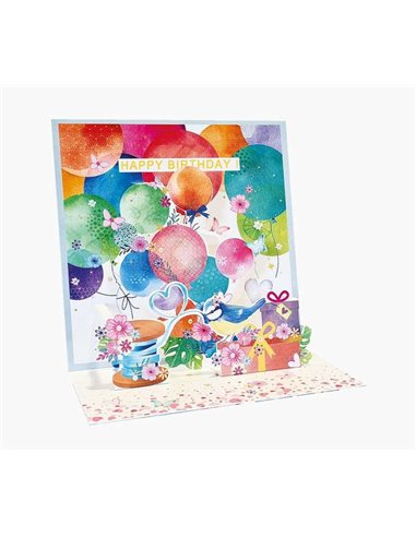 Carte pop-up 3D Pictura - 16 x 16 cm - Thème ballon - Emballage individuel - Enveloppe blanche incluse - Papier certifié FSC