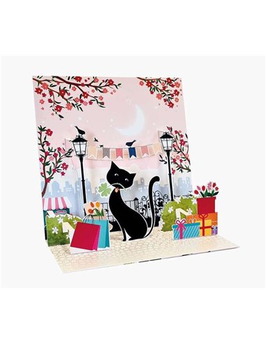 Carte de vœux pop-up 3D Pictura - Feuilles - Paillettes - Gaufrage - Découpe laser - 16 x 16 cm - Enveloppe blanche et emballage