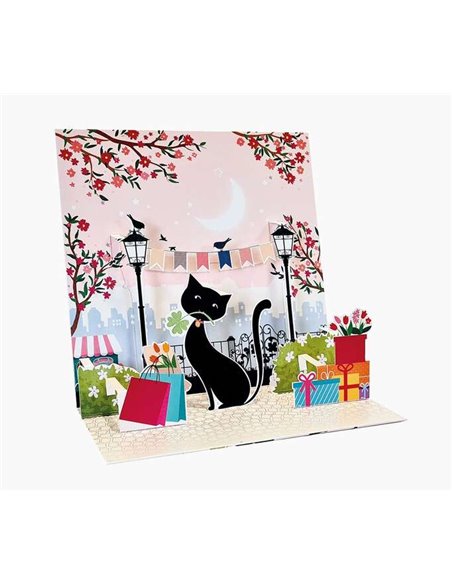 Carte de vœux pop-up 3D Pictura - Feuilles - Paillettes - Gaufrage - Découpe laser - 16 x 16 cm - Enveloppe blanche et emballage