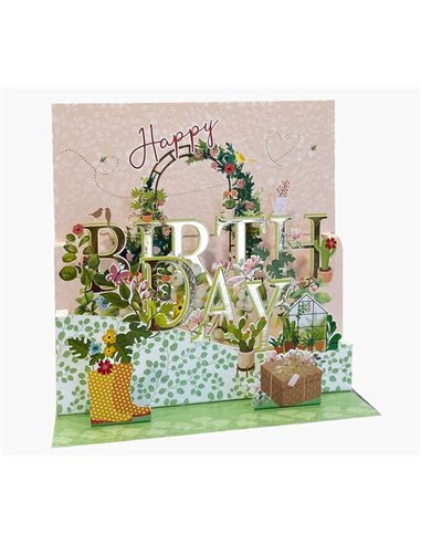 Carte pop-up 3D Pictura - 16 x 16 cm - Thème serre - Emballage individuel - Enveloppe blanche incluse - Papier certifié FSC