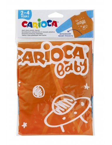 Tablier bébé Carioca 2-4 ans - Imperméable - Manches longues - Poches - Lavable en machine - Fermeture velcro - Zone nom - Coule