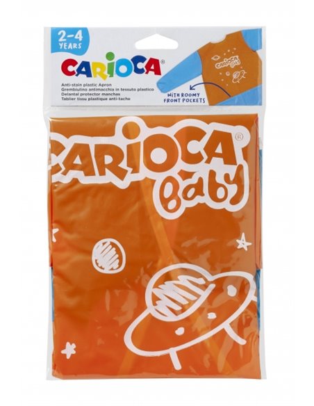 Tablier bébé Carioca 2-4 ans - Imperméable - Manches longues - Poches - Lavable en machine - Fermeture velcro - Zone nom - Coule