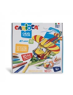 Modèles Carioca Pop-Up Jet Junior à colorier et à construire + 10 marqueurs à double pointe de couleurs assorties - Aventurez-vo