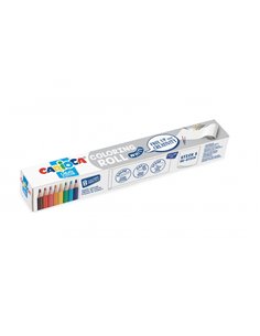 Rouleau de papier adhésif blanc Carioca pour coloriage + 8 crayons de couleur assortis - Applicable sur surfaces verticales ou h