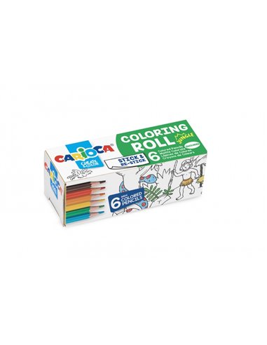 Rouleau de papier adhésif Carioca Mini Jungle pour coloriage + 6 crayons de couleur - Applicable sur surfaces verticales ou hori