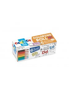 Rouleau de papier adhésif ABC Carioca Mini Coloring + 6 crayons de couleur - Applicable sur surfaces verticales ou horizontales 