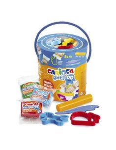 Pack Carioca Baby Do avec 8 blocs de pâte à modeler 40 g + 4 moules + 2 outils - Pot pratique avec poignée - Couleurs assorties