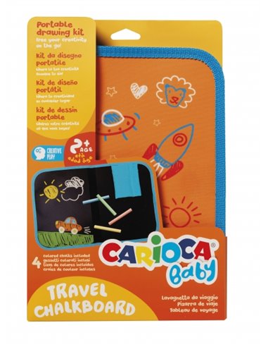 Kit de dessin portable Carioca pour enfants - Dès 24 mois - Idéal pour jouer à l'extérieur - Format A4 - Contient 4 craies de co
