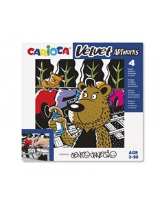 Lot de 4 illustrations en velours Carioca à colorier - Texture douce - Développe l'habileté et la créativité - En collaboration 