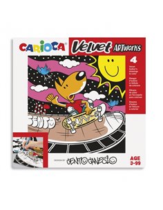 Lot de 4 illustrations en velours Carioca à colorier - Texture douce - Développe l'habileté et la créativité - En collaboration 