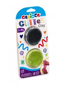 Lot de 8 pâtes à modeler pailletées Carioca - Ultra légères - Élastiques et malléables - Effet pailleté - Séchage à l'air libre 