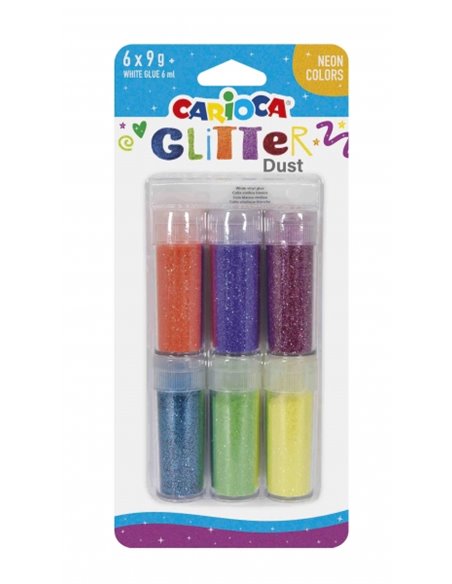 Pack de 6 paillettes Carioca - Colle incluse - Idéal pour les surfaces sombres - Parfait pour les décorations et les œuvres d'ar