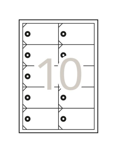 Lot de 100 étiquettes imprimables à suspendre Apli 98 x 57 mm - 10 feuilles x 10 étiquettes - Papier cartonné microperforé 200 g