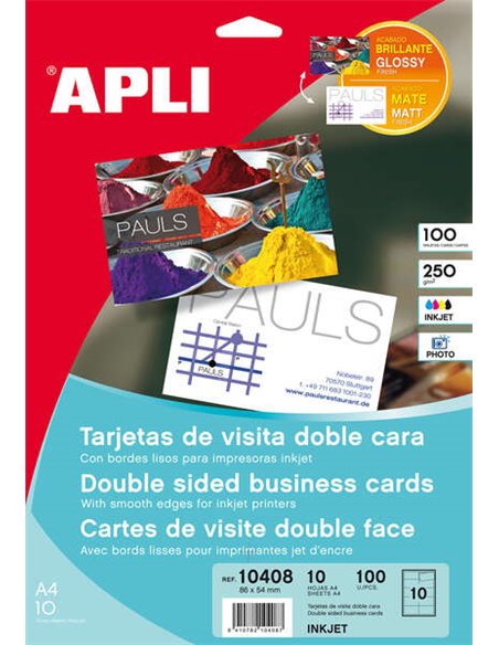 Cartes de visite Apli recto verso brillantes 250 g, 10 feuilles