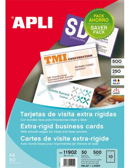 Cartes de visite Apli à bords droits, mates, 250 g, 50 feuilles