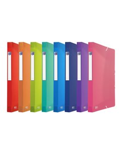 Chemise de projet Oxford Urban A4 - Couverture plastique translucide - 3 rabats fixes - Dos 25 mm - Couleurs assorties