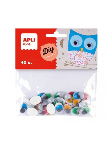 Yeux mobiles adhésifs ovales Apli - Adhésif puissant - Polyvalents pour de multiples surfaces - Idéals pour les travaux manuels 