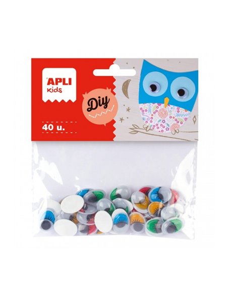 Yeux mobiles adhésifs ovales Apli - Adhésif puissant - Polyvalents pour de multiples surfaces - Idéals pour les travaux manuels 