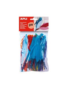Lot de 100 plumes indiennes Apli - Dimensions entre 9 cm et 14 cm - Couleurs assorties