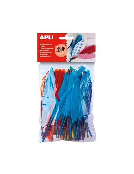 Lot de 100 plumes indiennes Apli - Dimensions entre 9 cm et 14 cm - Couleurs assorties