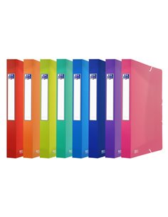 Chemise de projet Oxford Urban A4 - Couverture plastique translucide - 3 rabats fixes - Dos 40 mm - Couleurs assorties