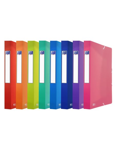 Chemise de projet Oxford Urban A4 - Couverture plastique translucide - 3 rabats fixes - Dos 40 mm - Couleurs assorties