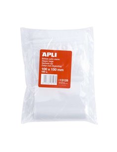 Sachets auto-fermants Apli, lot de 100 sachets 100 x 150 mm - Fermeture sécurisée - Qualité alimentaire